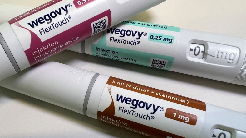 Wegovy FlexTouch injection pens labeled 0.25 mg and 1 mg doses